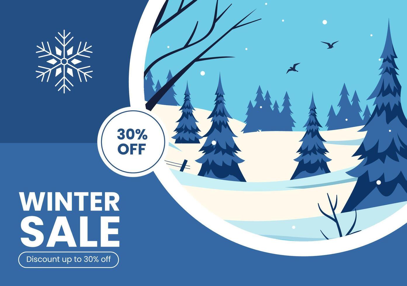 Festive Winter Discounts Social Media Background Flat Hand Drawn Design vector