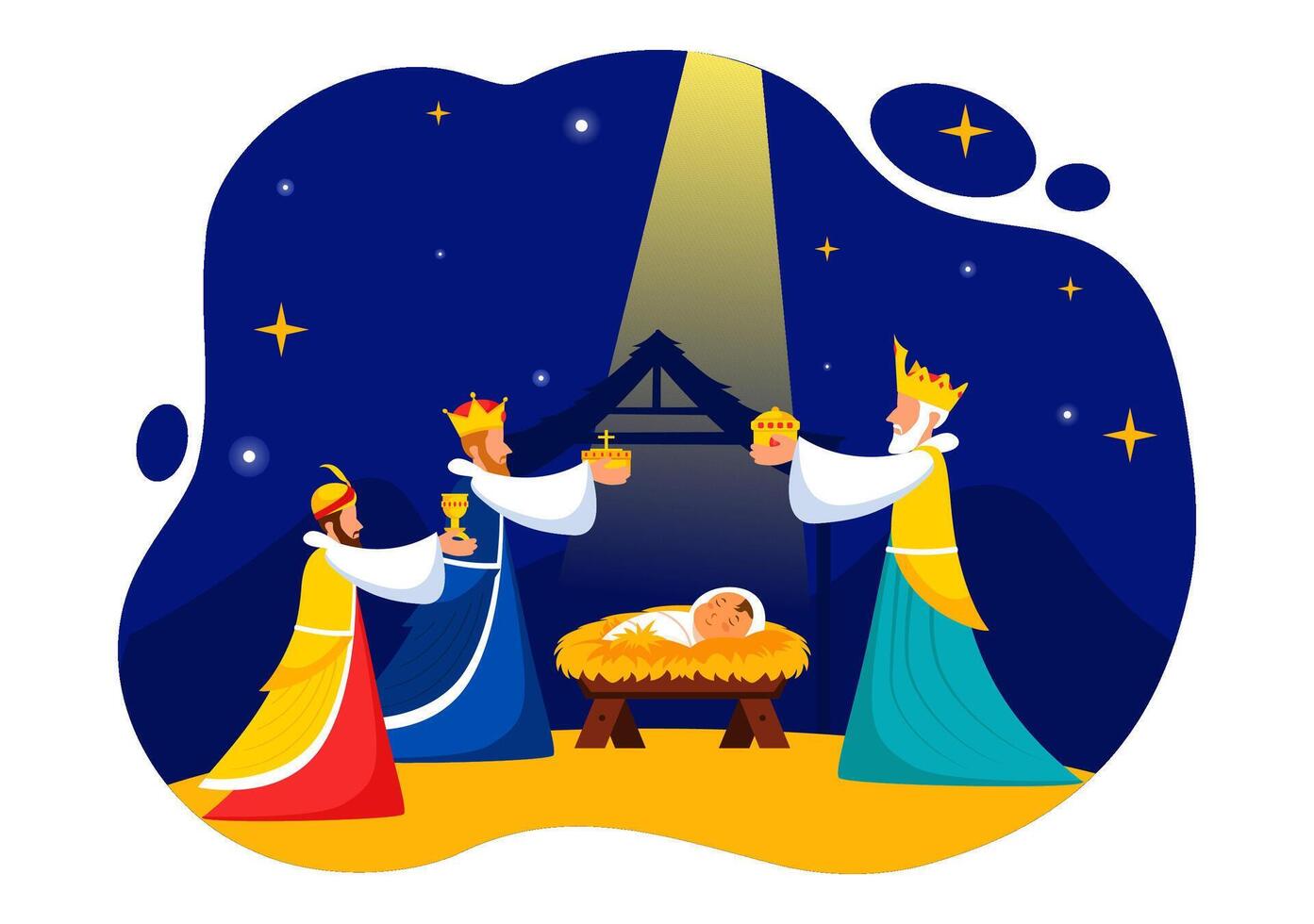 Three Wise Men Epiphany Art for Faith and Celebration of Jesus Coming vector