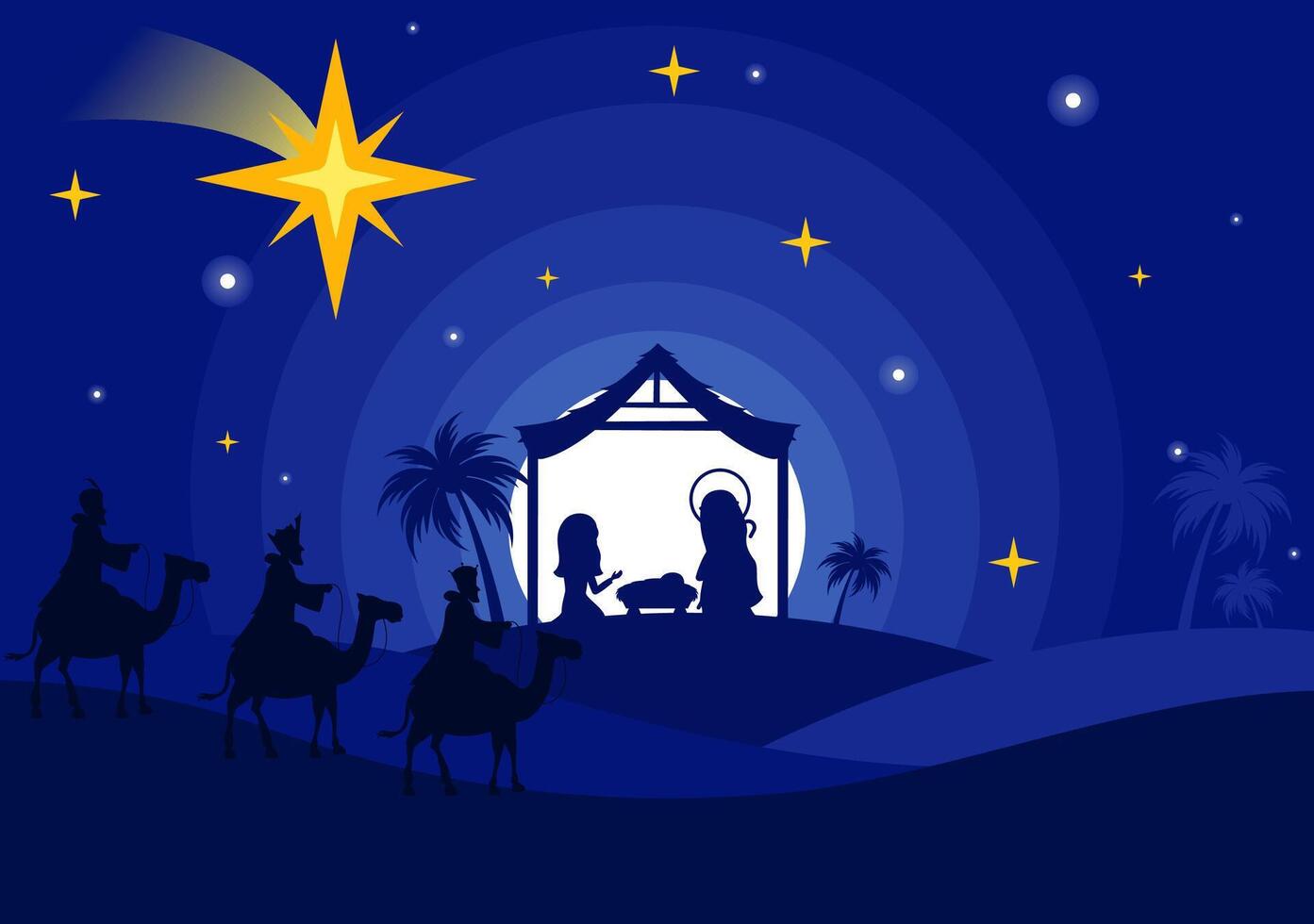 Three Kings Day Illustration Celebrating the Arrival of Jesus in the Epiphany Festival vector