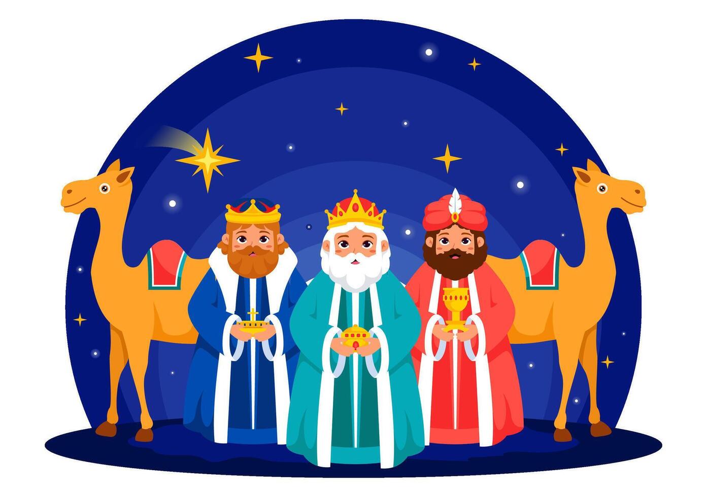 Three Kings Day Art Honoring Faith and Divinity in the Epiphany Celebration vector