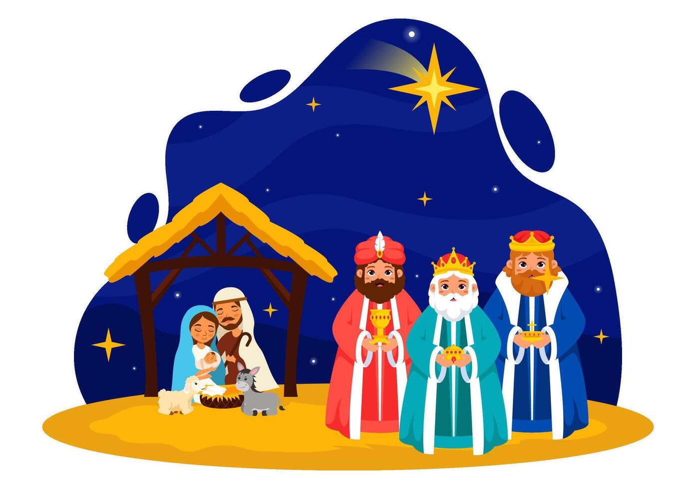 The Journey of the Magi Illustration for Epiphany Festival Celebration vector