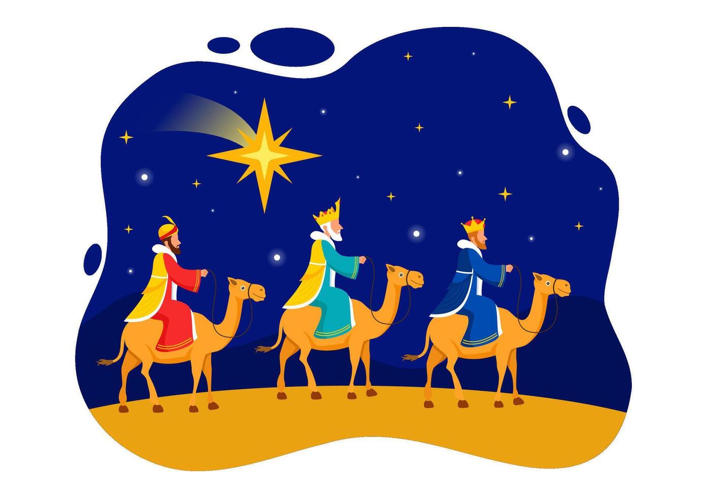 Illustration Celebrating the Divine Arrival of Jesus on Three Kings Day vector