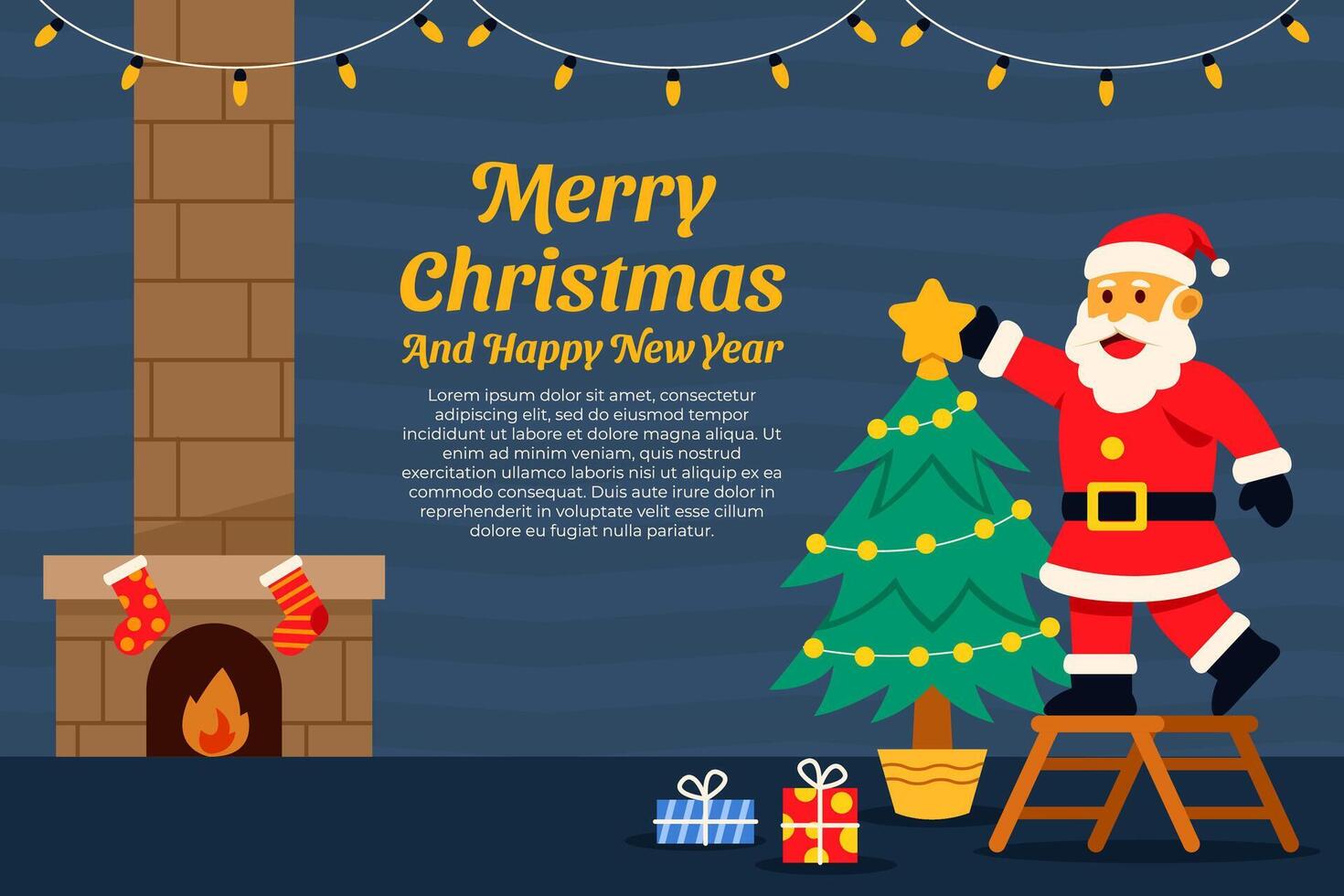 Placing Up Star On Christmas Tree vector