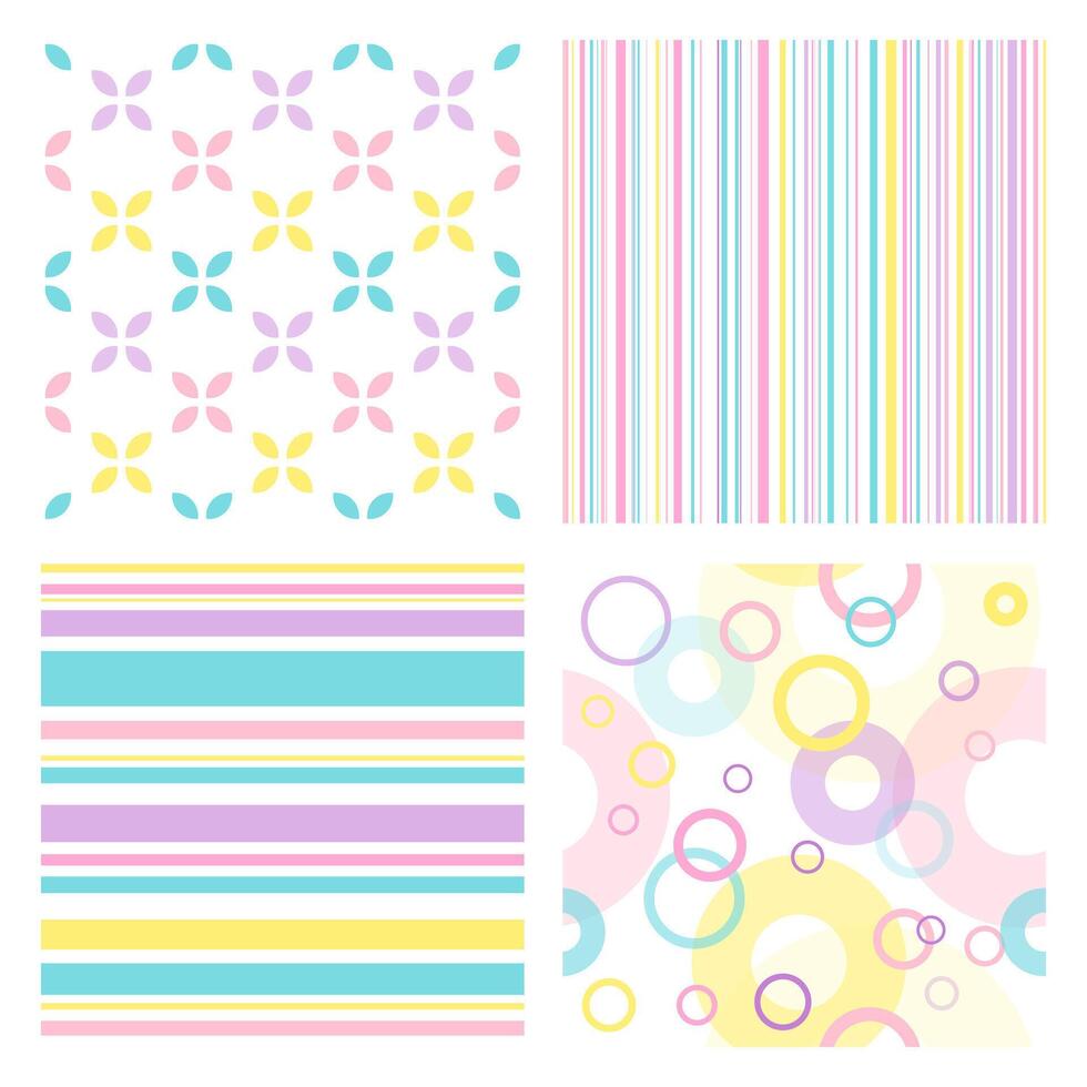 Seamless patterns, Set of colorful endless background design. vector
