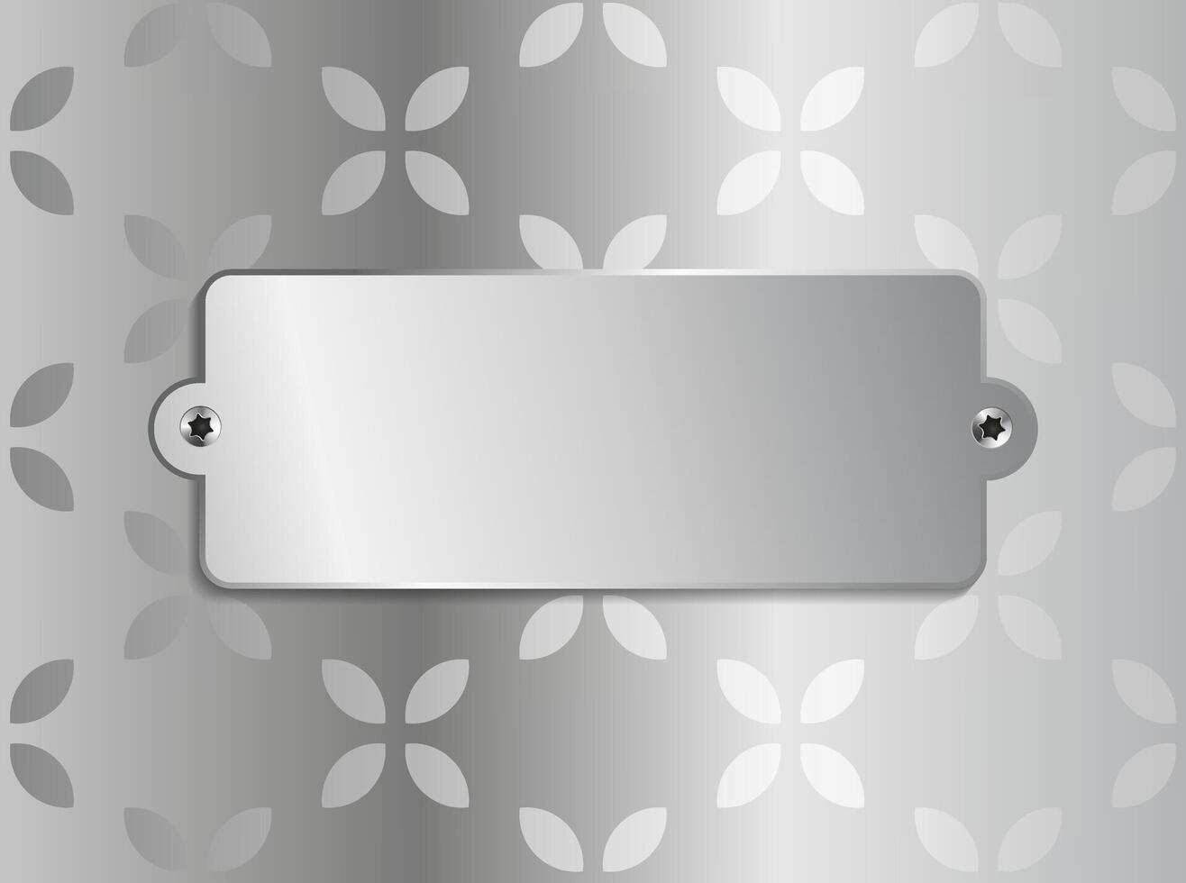 Name Engraving silver plate on floral silver background. Polished decorative steel metal plate background, steel metal texture surface vector