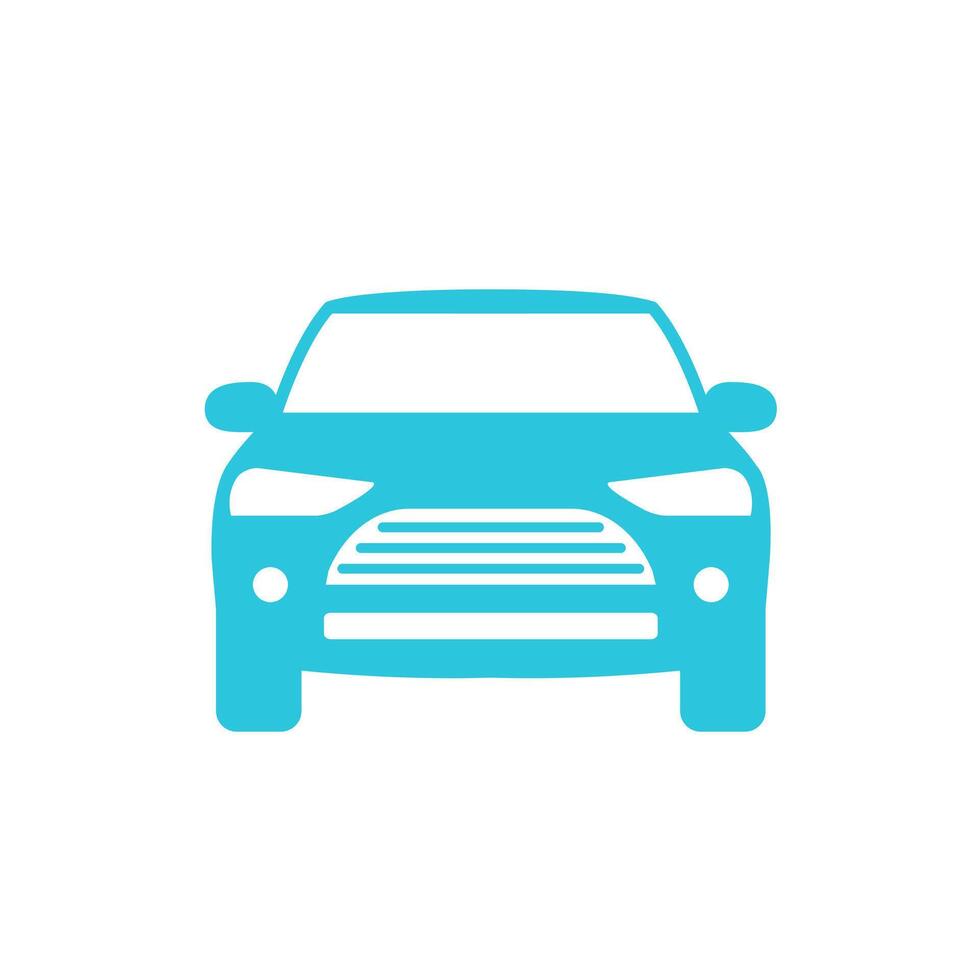Car icon, Front view, Isolated on white background. From blue icon set. vector