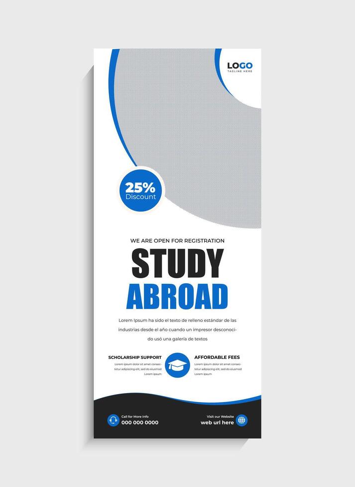 Professional Study Abroad standee roll up banner template design vector