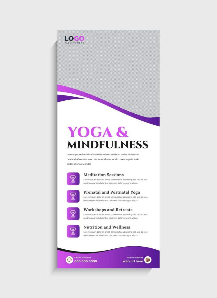 Creative Yoga fitness standee roll up banner template vector