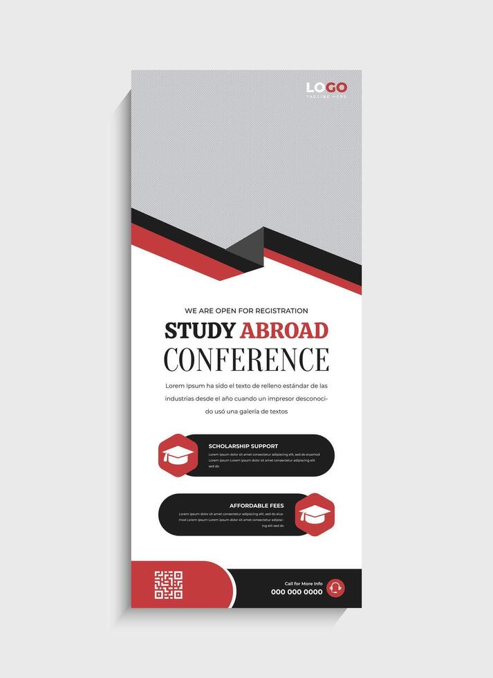 Innovative Study Abroad standee roll up banner template design vector