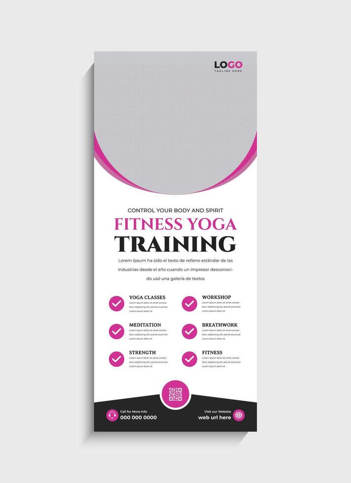 Yoga fitness standee roll up banner template vector