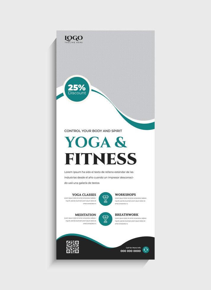 Professional Yoga fitness standee roll up banner template vector