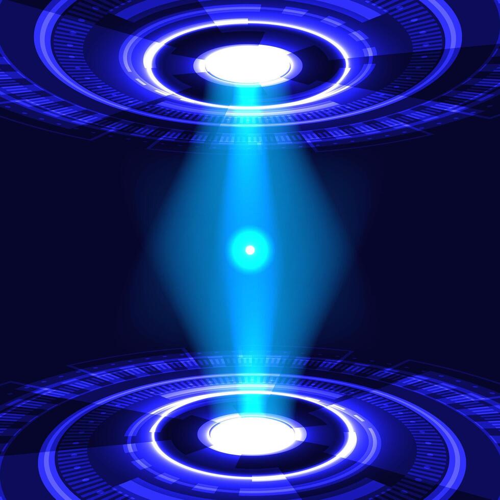 Abstract background with blue quantum tech circles vector