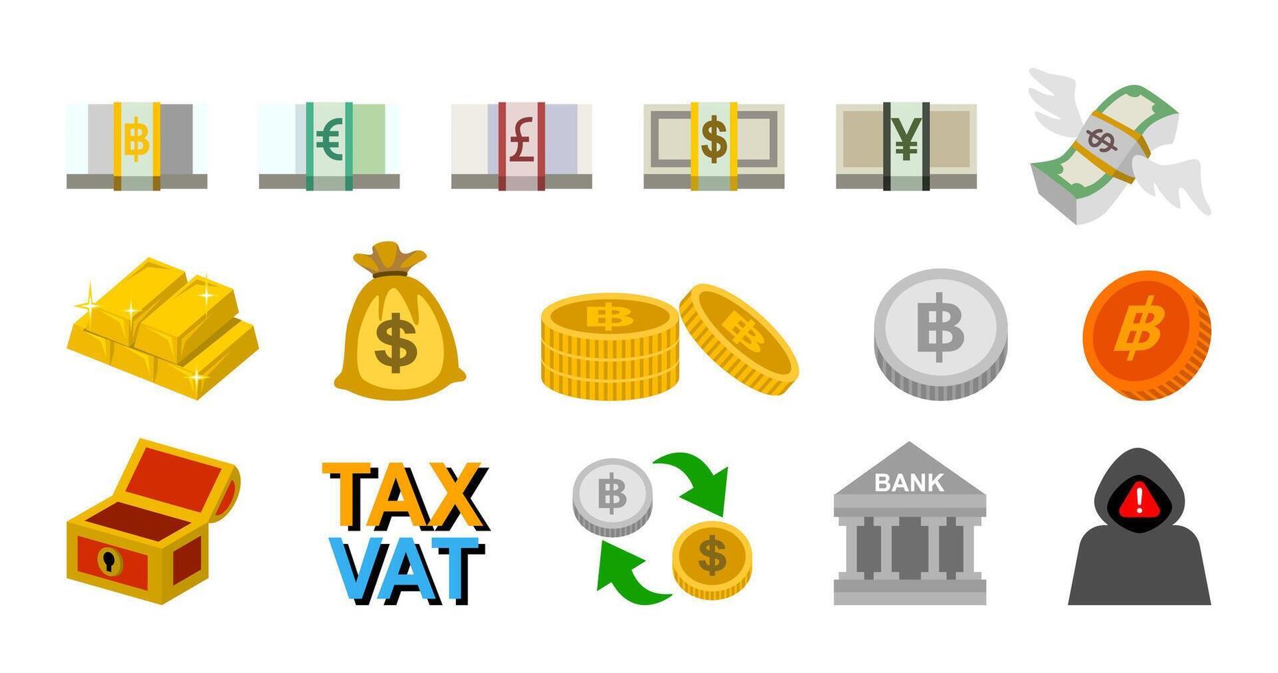 Collection of icons related to financial and security concepts. vector