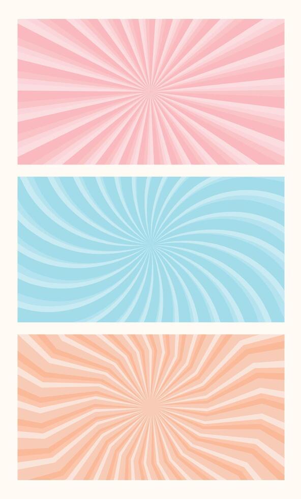 A sunburst background with vibrant, colorful shades, ideal for banners, posters, and promotional materials. Looping animation of swirling stripes, creating a dynamic sunburst light effect vector
