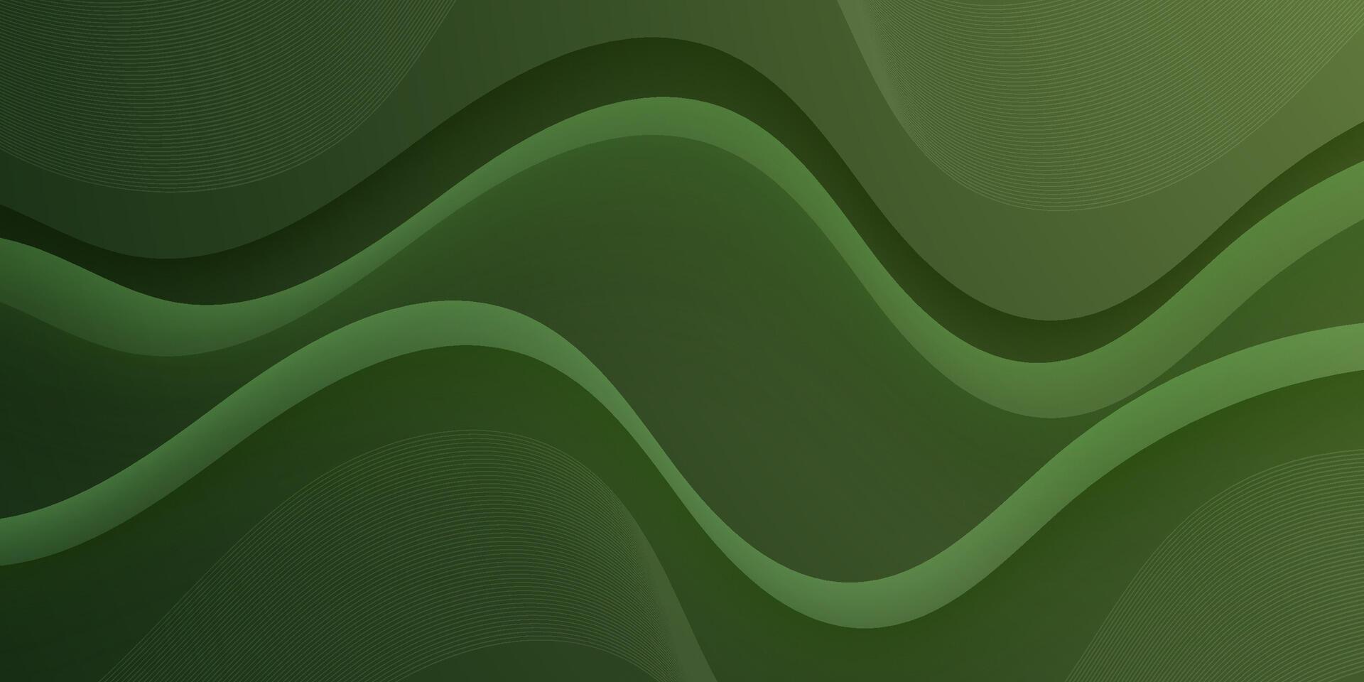 Abstract dark green wave 3D background with geometric line pattern. Suitable background for poster, flyer, digital board and other concept design. vector