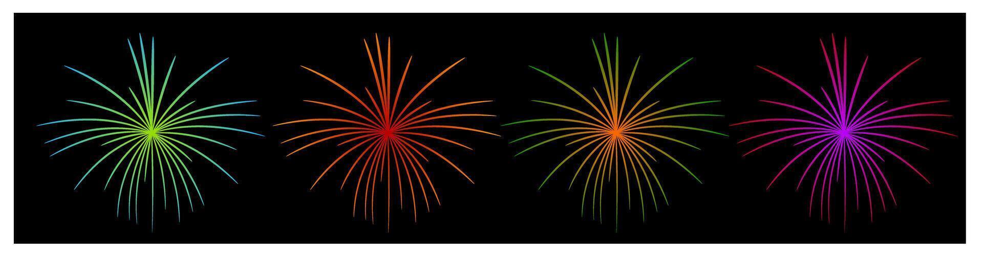 set of fireworks, colorful fireworks, party background, holiday elements vector