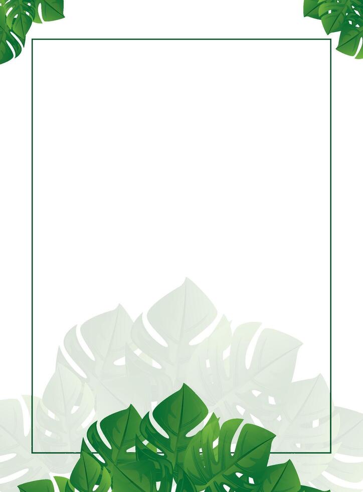 A square frame with green leaves on a white background vector