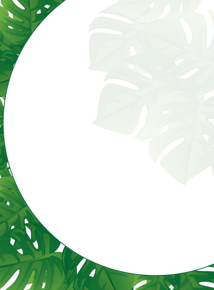 Tropical leaves and a circular frame with space for text vector