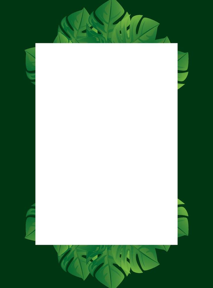A square frame with green leaves on it vector