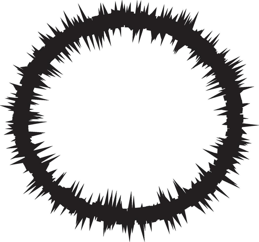 A black and white drawing of a circle with spikes vector
