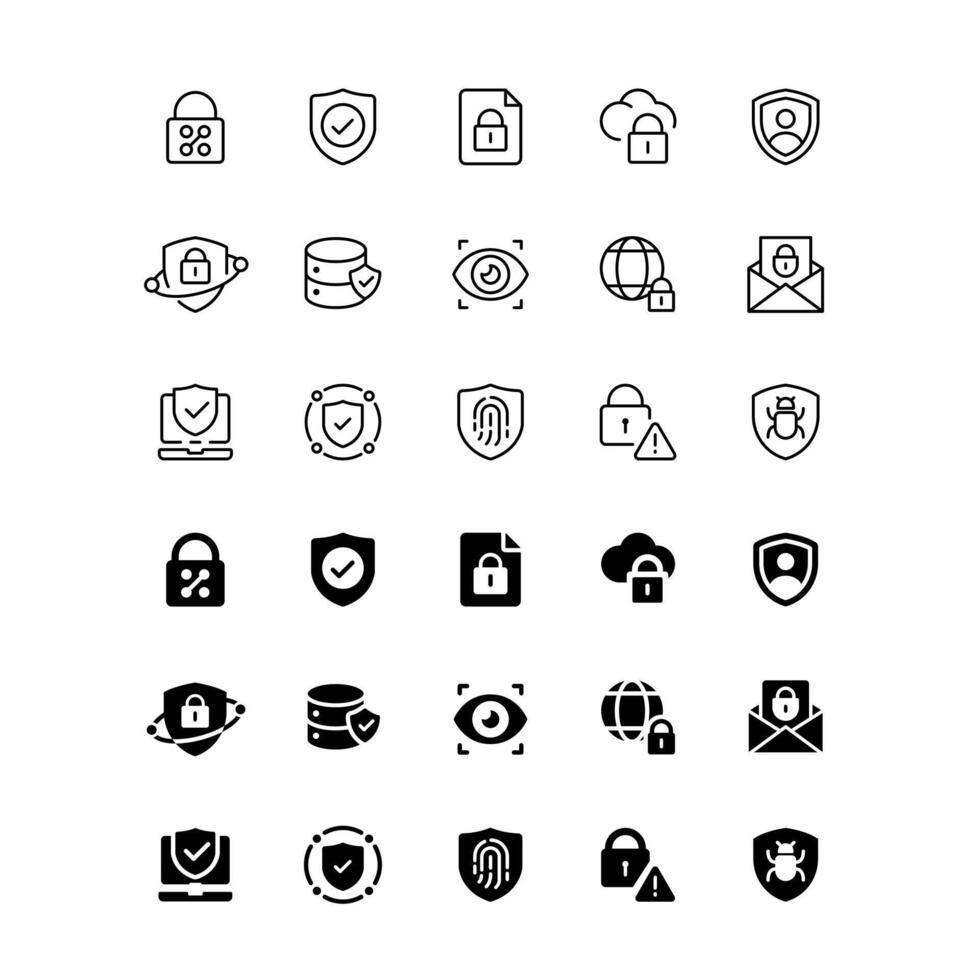 Cyber Security Protection icons set vector