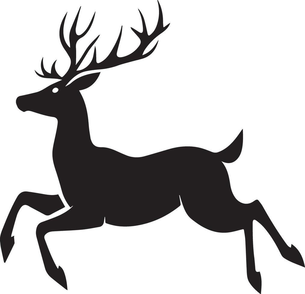 Reindeer jump clean simple silhouette black vector