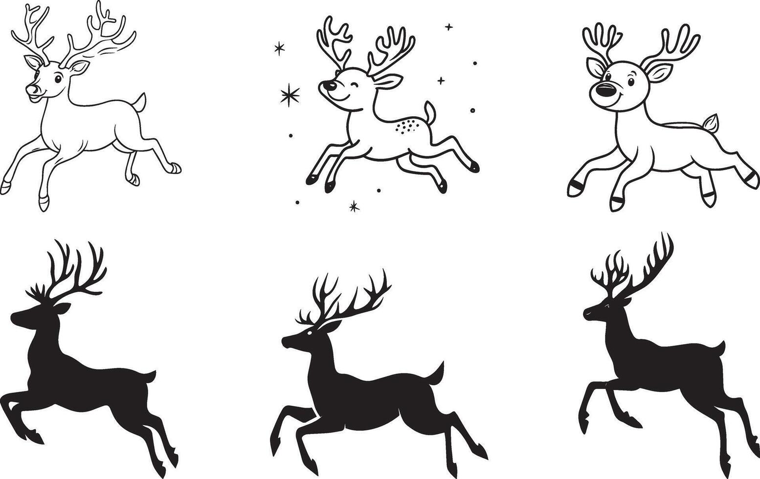 Reindeer jump clean simple icon silhouette black vector