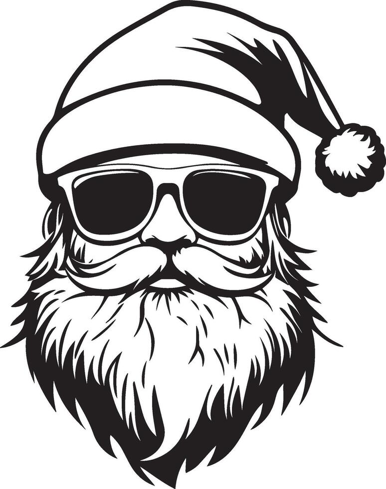 Hipster Santa Claus clean simple icon silhouette black vector