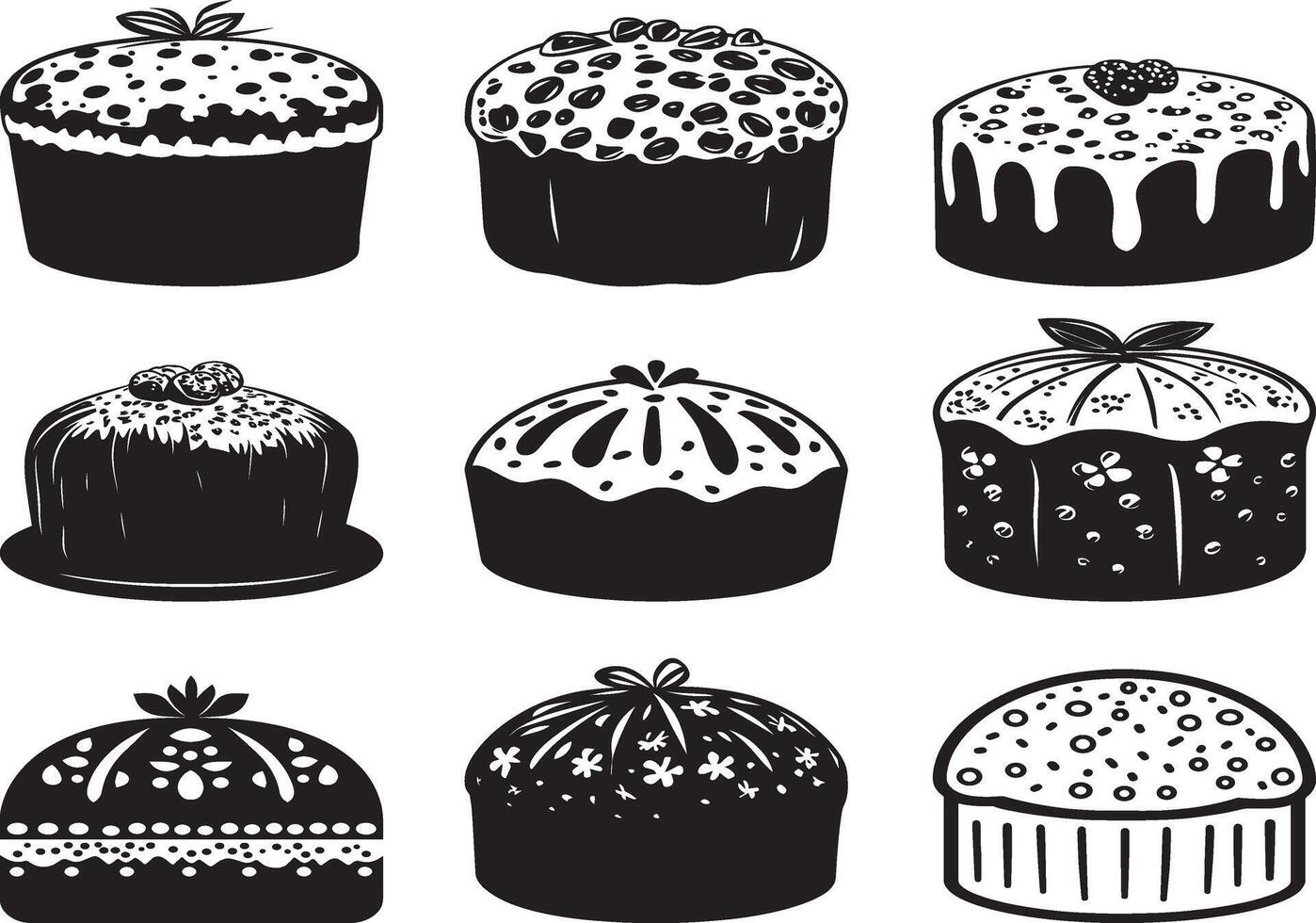 Collection of Panettone clean simple silhouette black vector