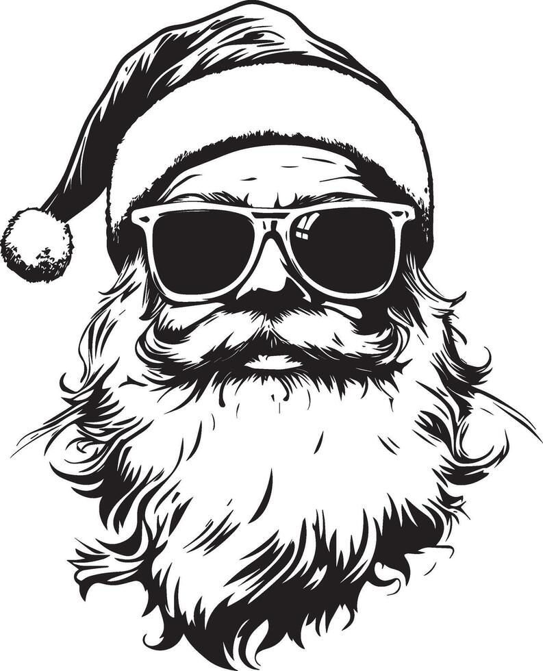 Hipster Santa Claus clean simple silhouette black vector