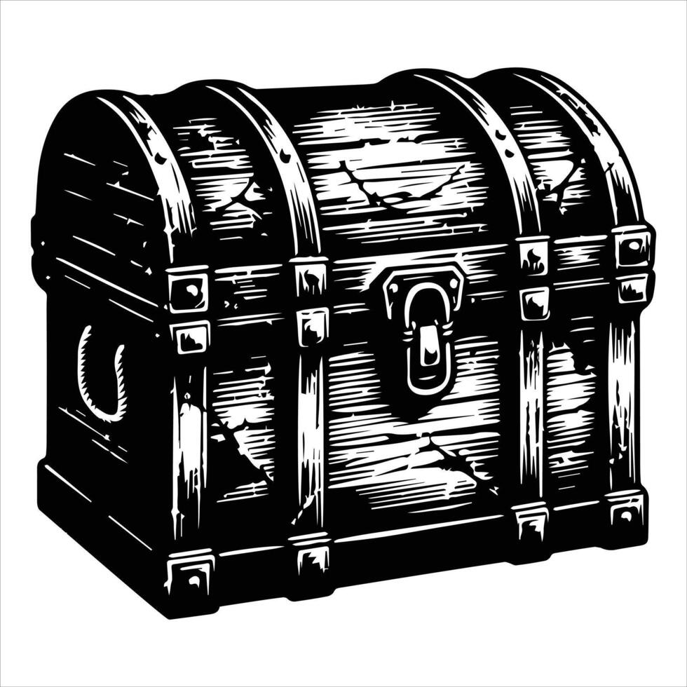 Pirate Chest Art with Gold and Jewels vector