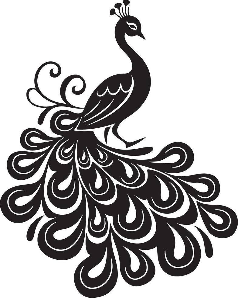 Elegant Peacock Silhouette Artistic and Decorative Design vector
