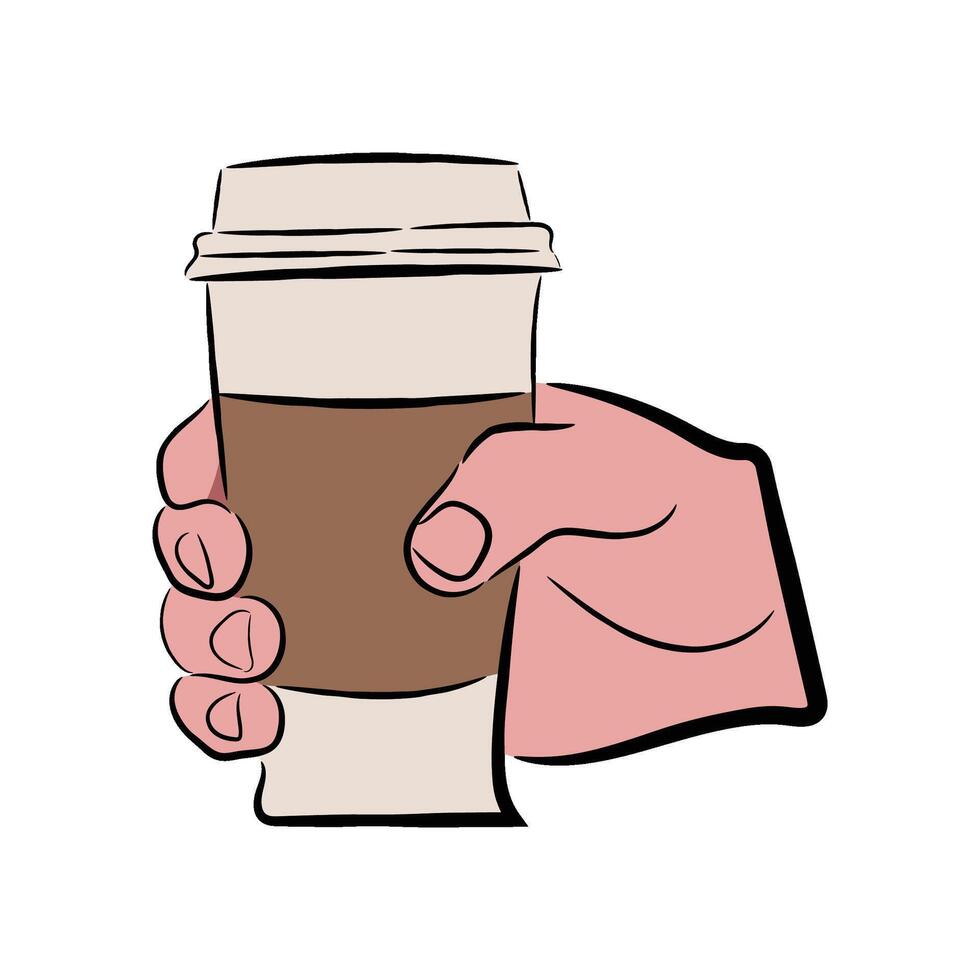 illustration of a hand holding a coffee cup vector