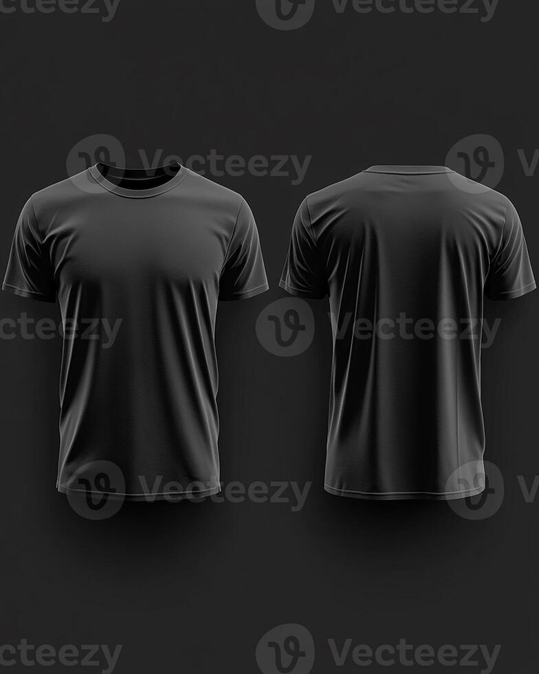 Black t - shirt mockup template on black background photo