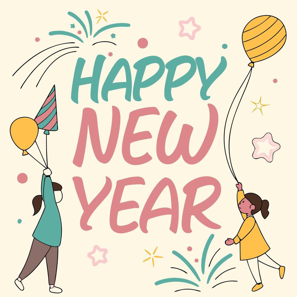 a picture of a happy new year with a happy new year on it. vector