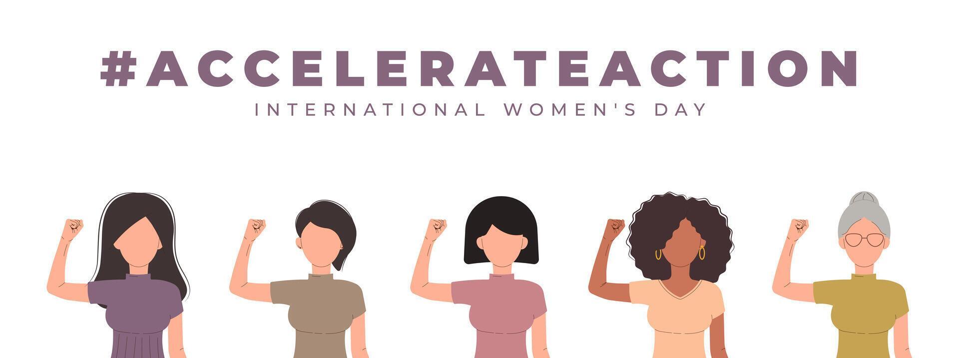 International Womens Day 8 march banner. 2025 AccelerateAction. Group