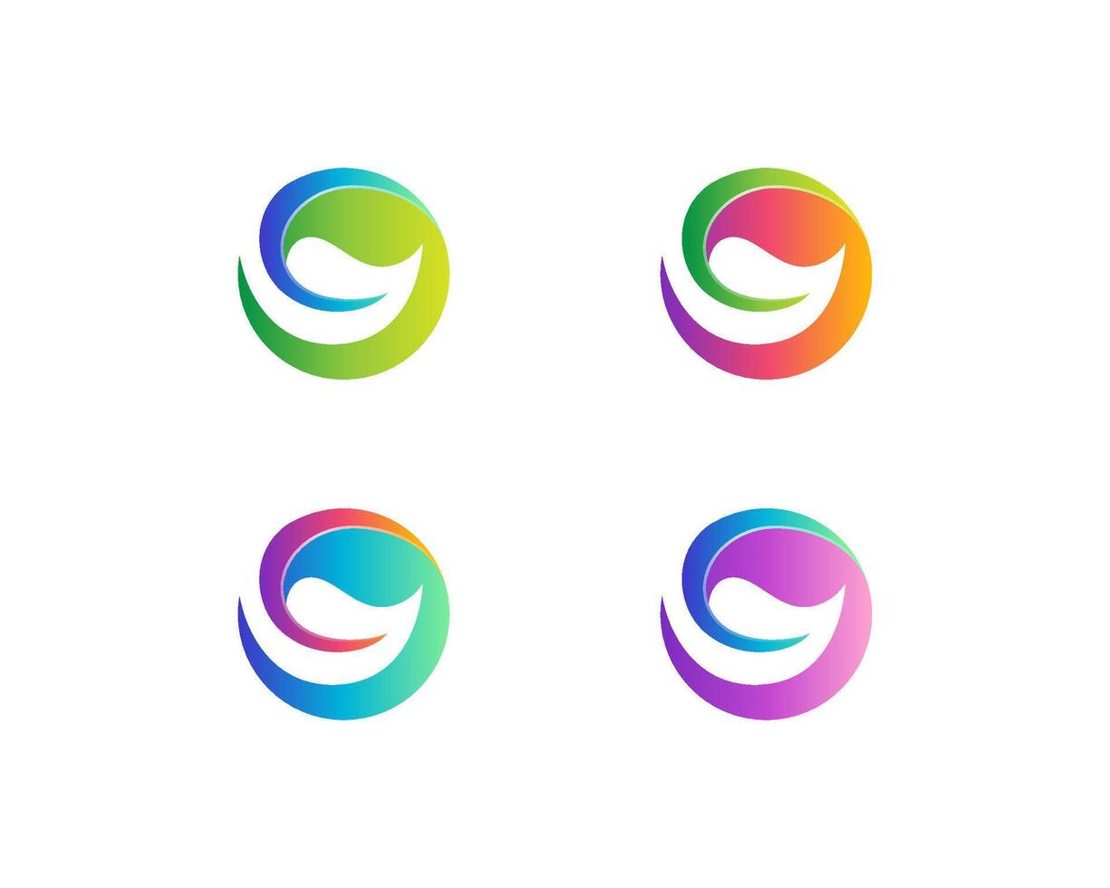 Colorful circle with negative leaf logo variations vector