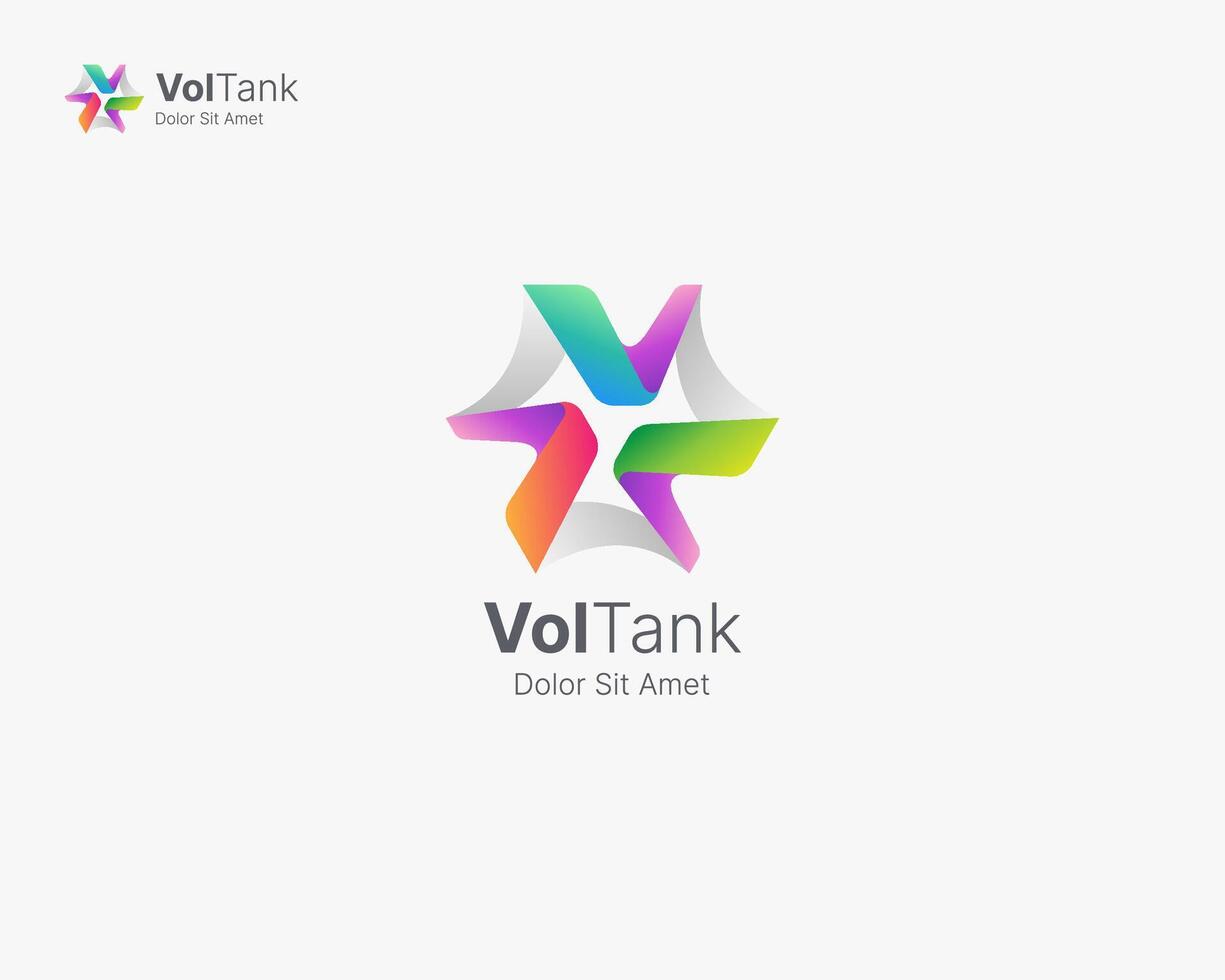 Abstract shape logo. Modern triple letter v gradient icon vector