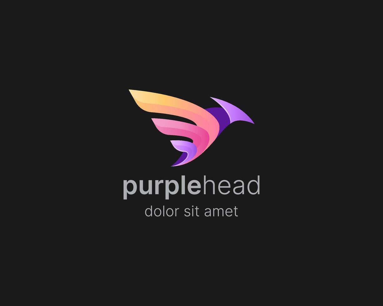 Flying bird logo with purple head vector
