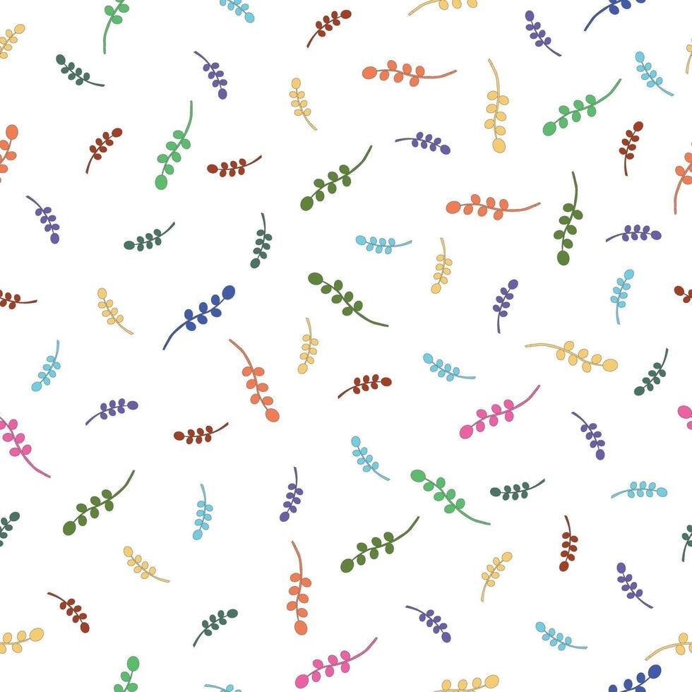 A pattern of colorful leaves and berries on a white background vector