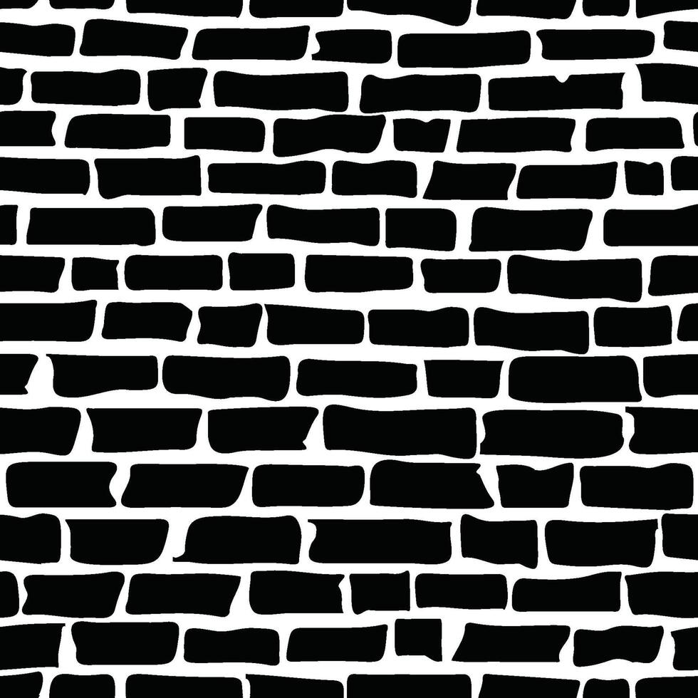 A black and white brick wall with a few squares vector