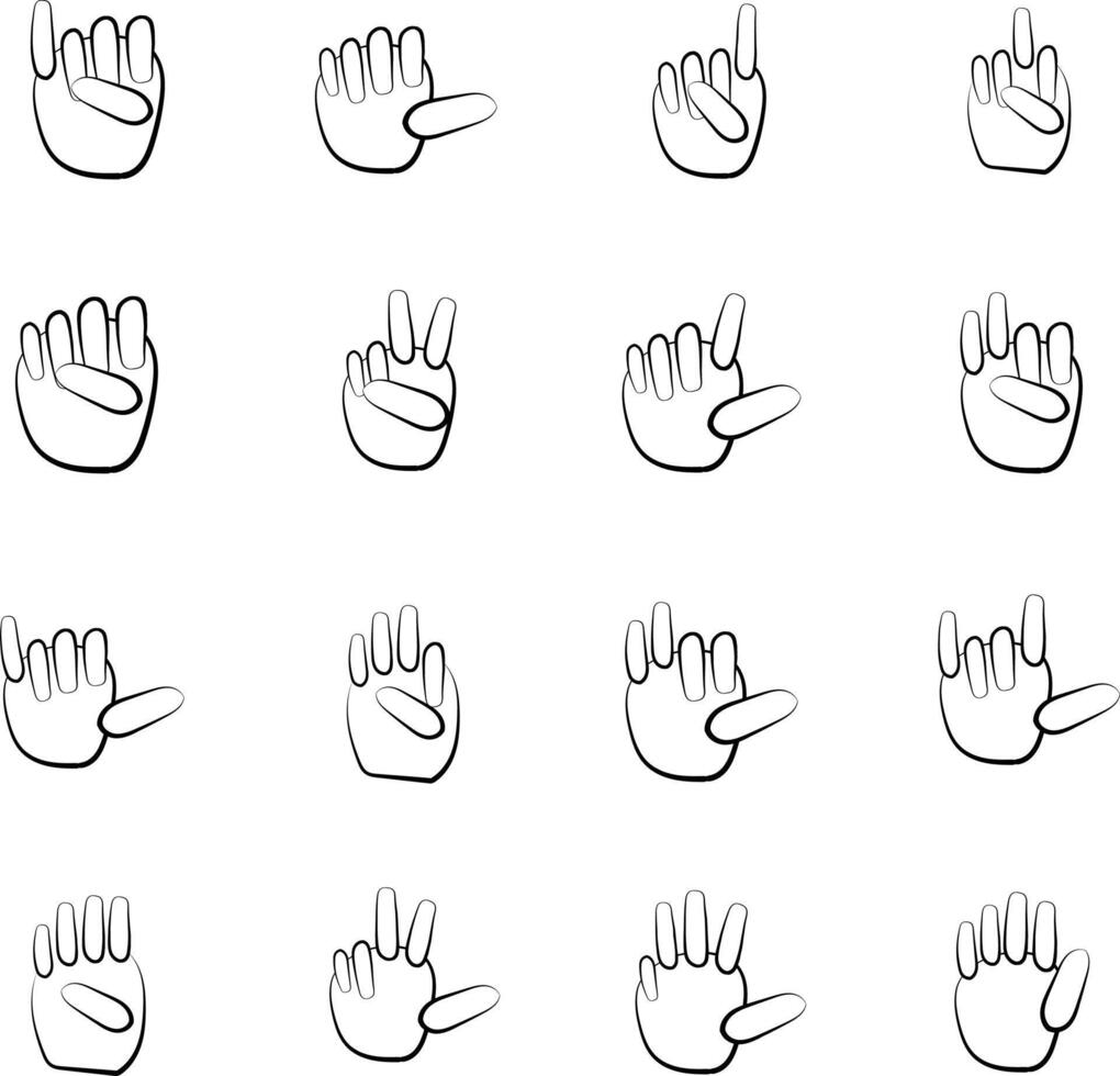 A set of hand gestures with different hand positions vector