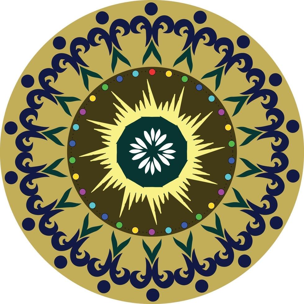 A circular design with a sunflower in the center vector