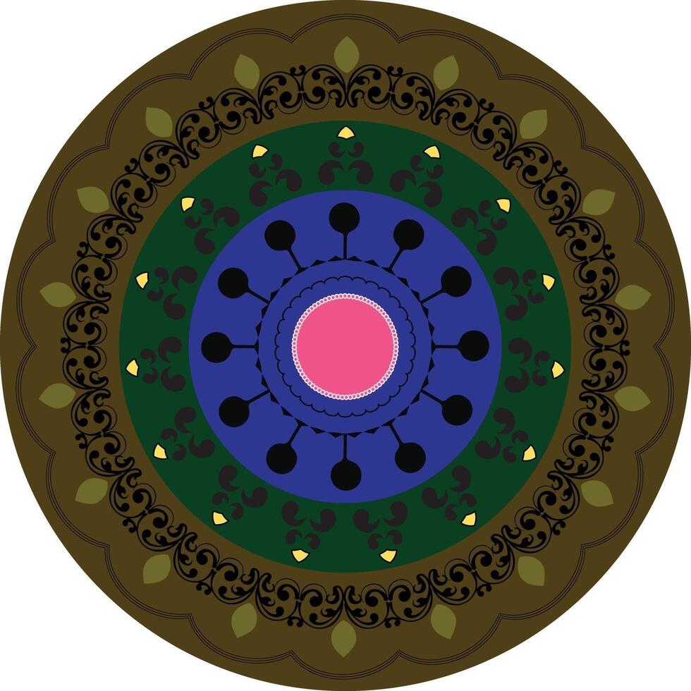 A circular design with a pink center vector