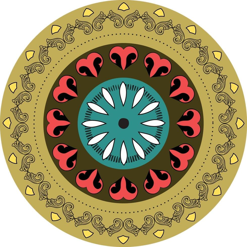 A circular design with a floral pattern vector
