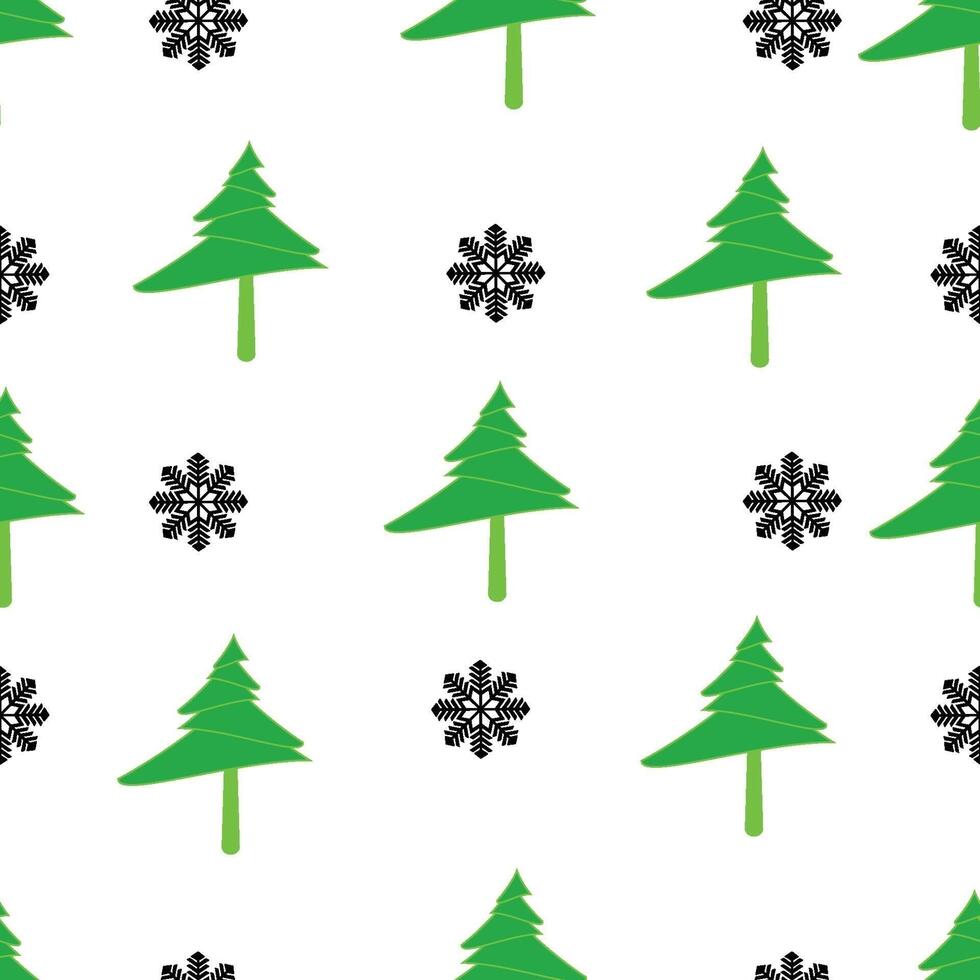 Christmas trees and snowflakes pattern vector