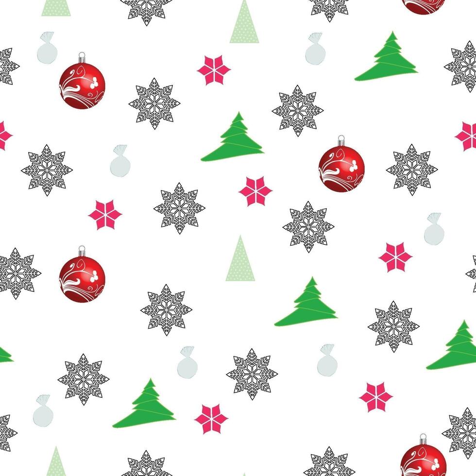 Christmas tree and snowflakes pattern vector