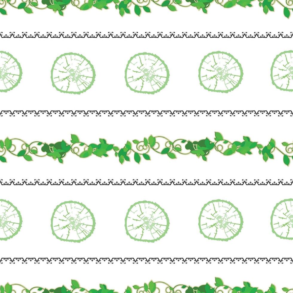 A green and white pattern with leaves and vines vector