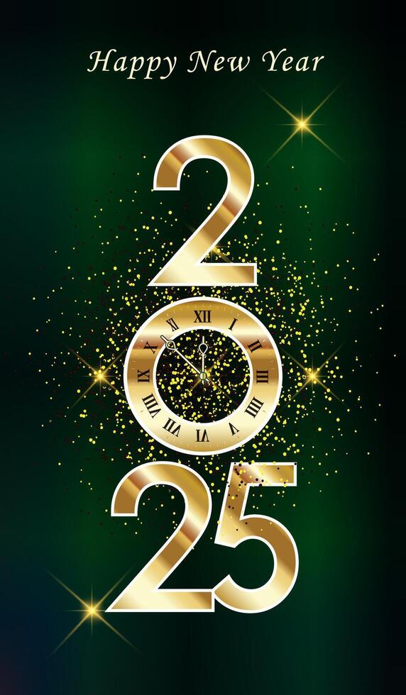 Happy New Year 2025 green template, free happy new year 2025 , vector