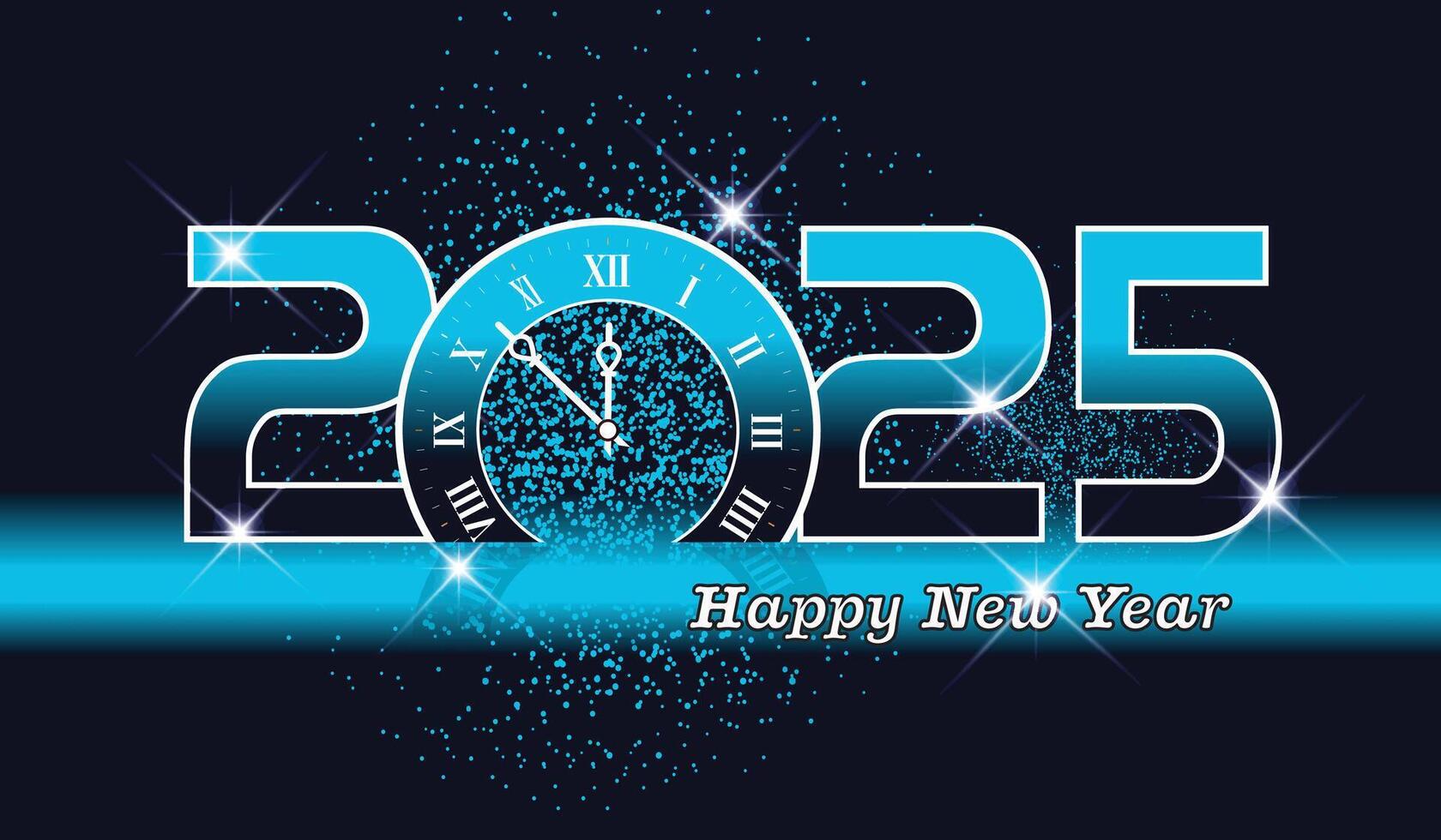 free happy new year 2025 design, Happy New Year 2025 blue Greeting template vector